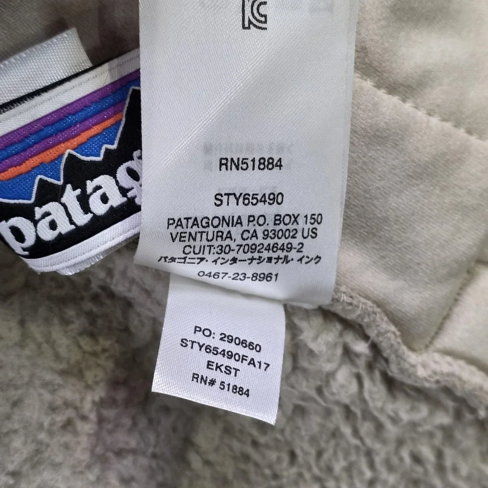 Patagonia Los Gatos‎ Vest Girls XL 14 Beige Sherpa Fleece Full Zip Pockets
